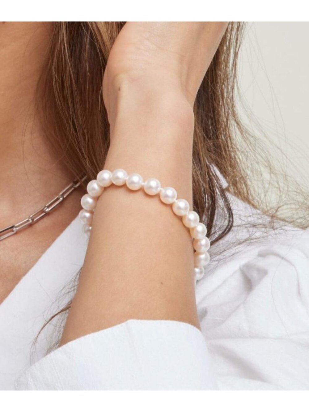 White Freshwater Pearl Bracelet for Women - Cultured Pearl Bracelet with 14k Gol - Picture 4 of 8